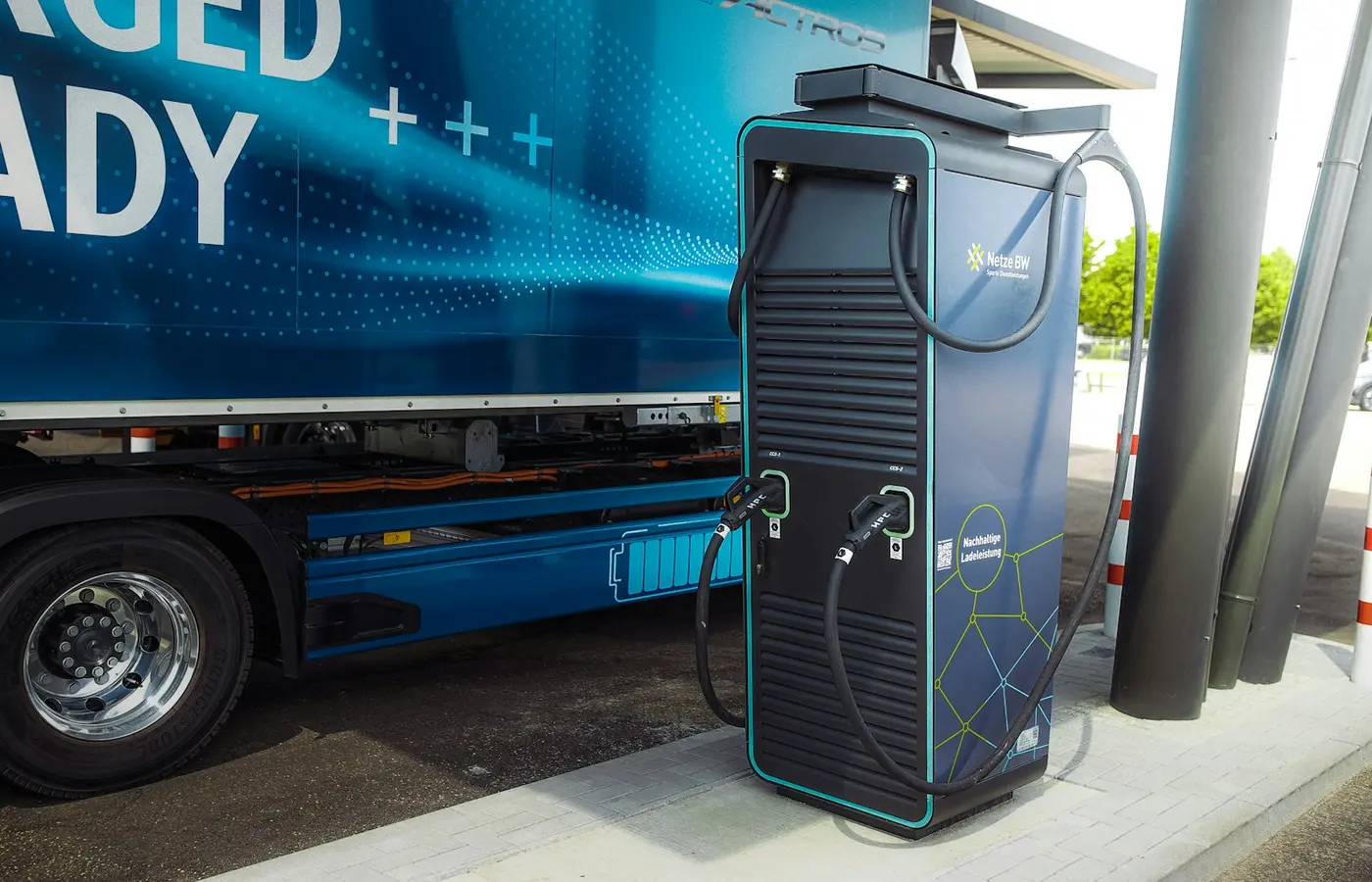 Electric truck depot charging