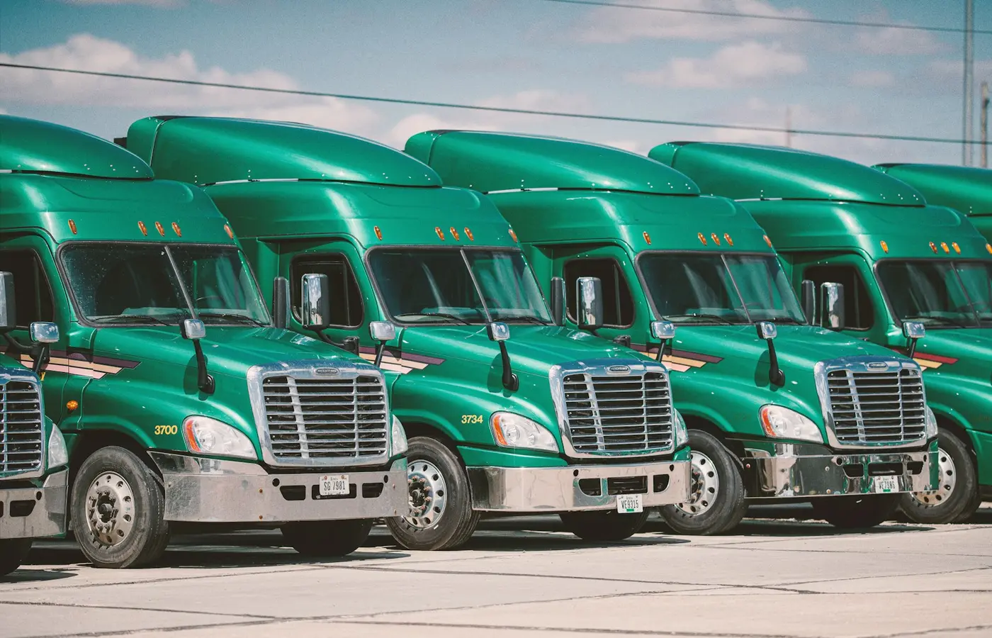 Electric trucks at a Chinese logistics yard