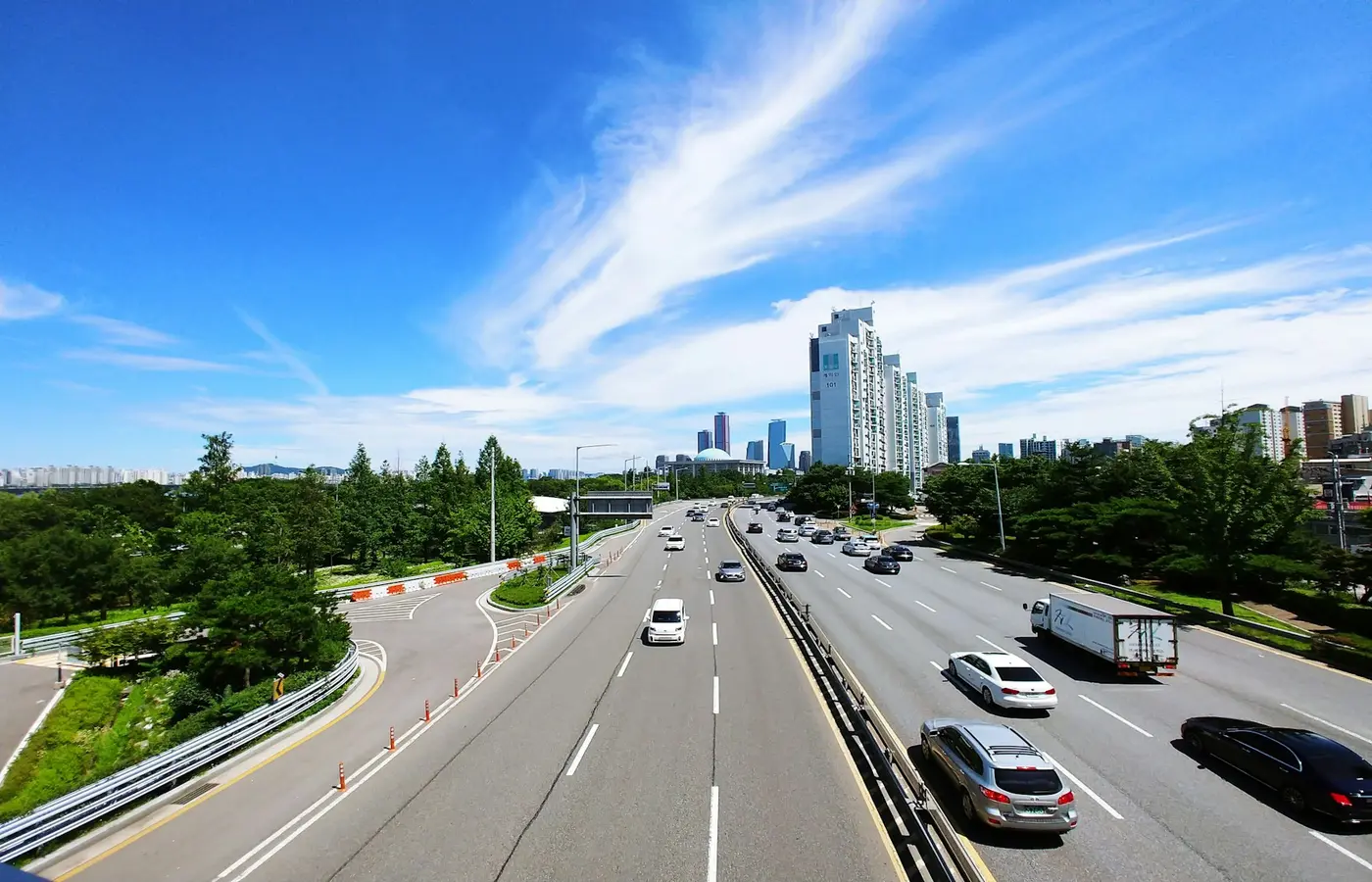 Chinese car on a highway with driver assistance