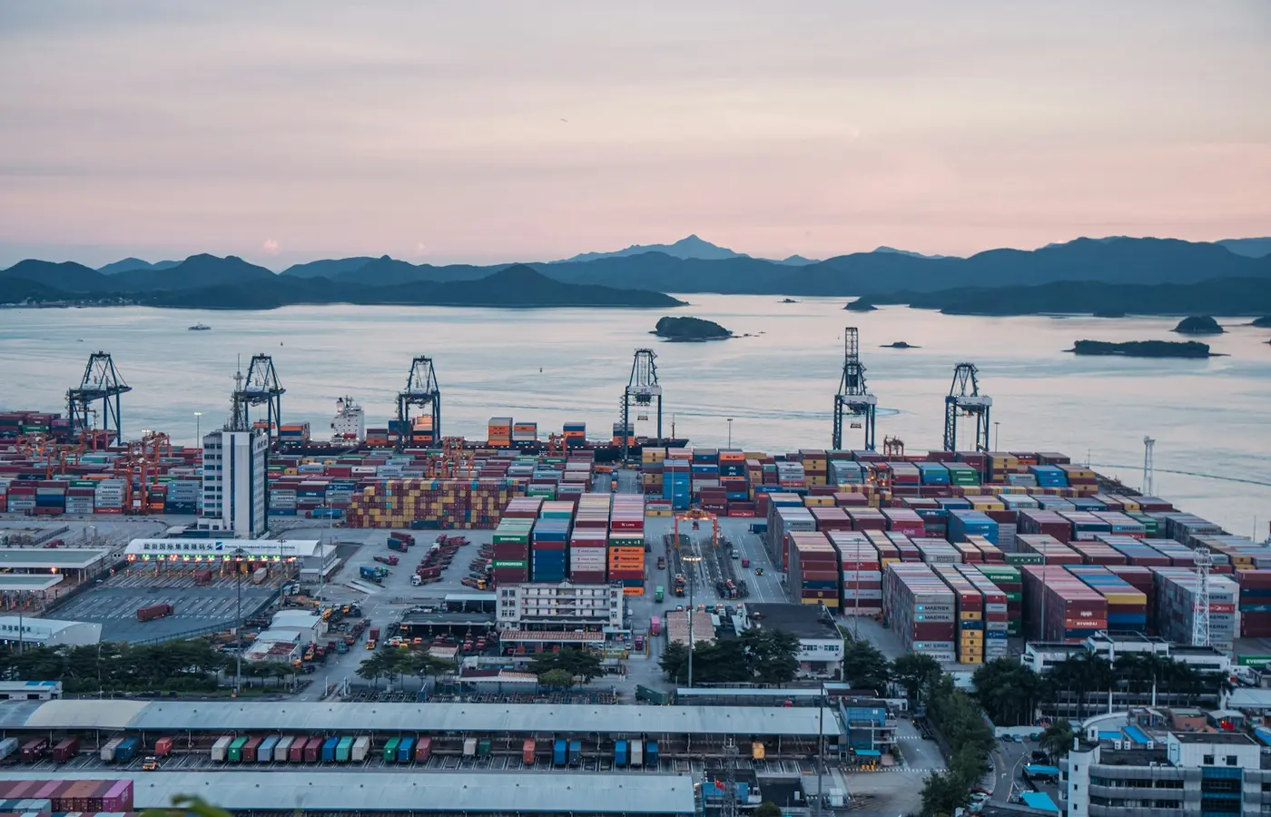 Car carriers at a Chinese port